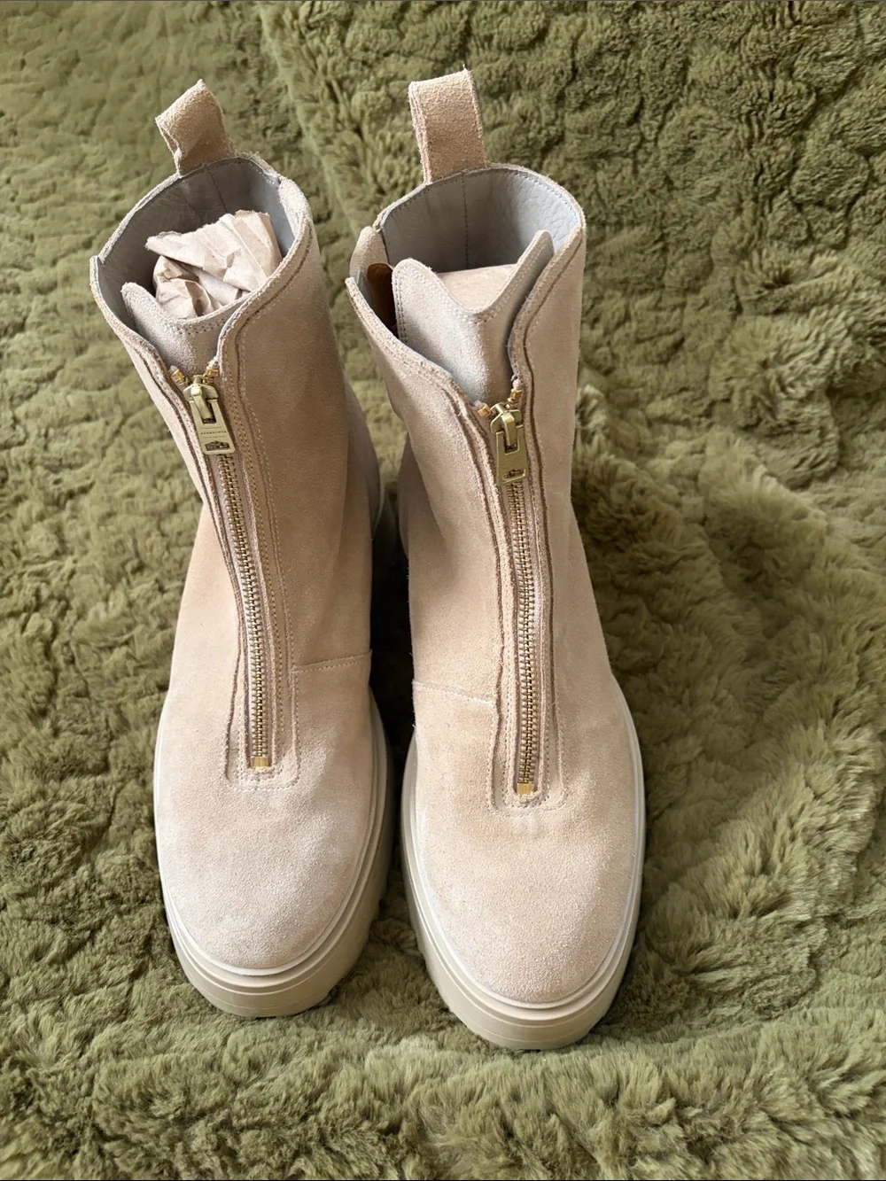 All Saints Women's Suede Platform Chelsea Boots - Light Beige - Picture 3 of 3